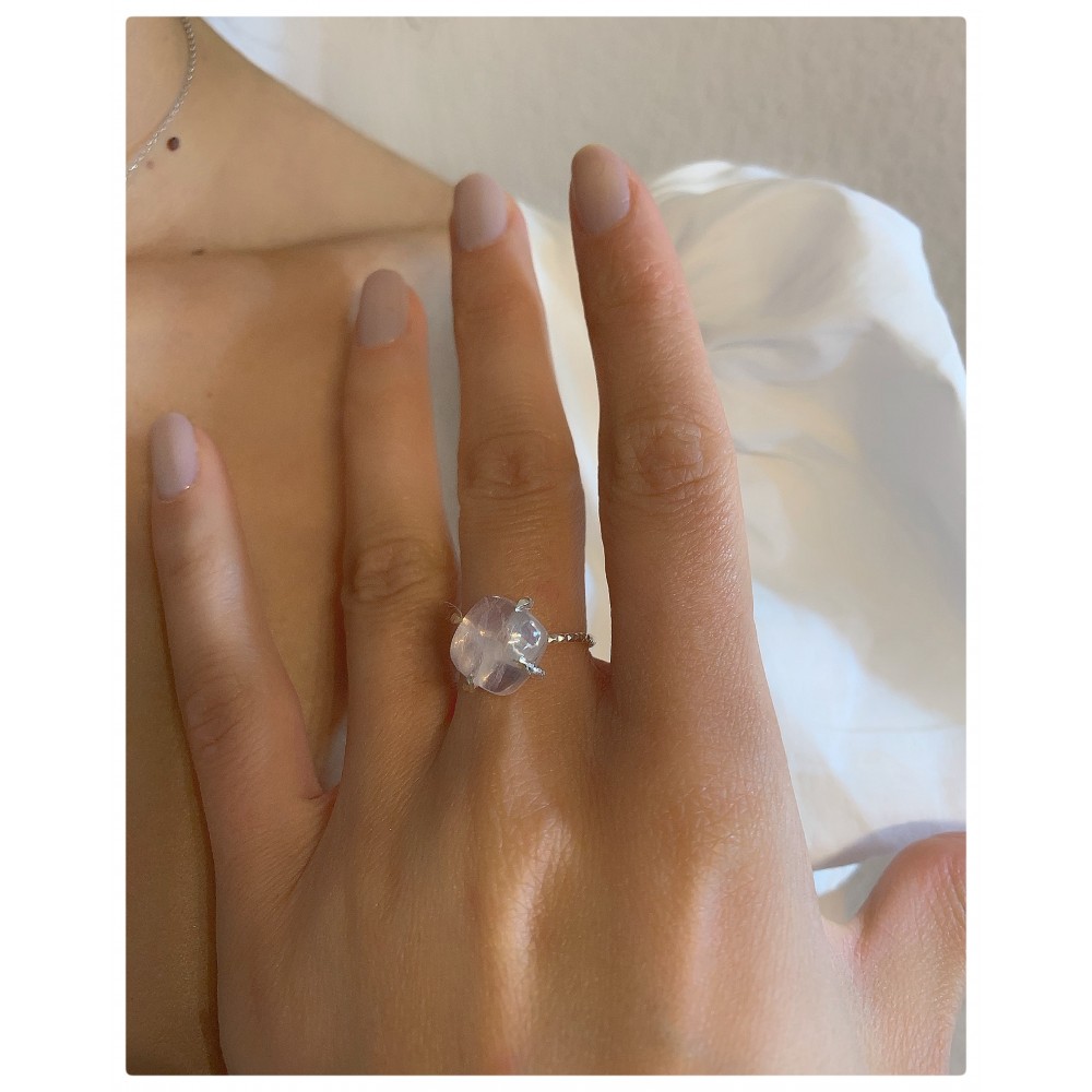 Pembe Kuvars Taşlı Yüzük