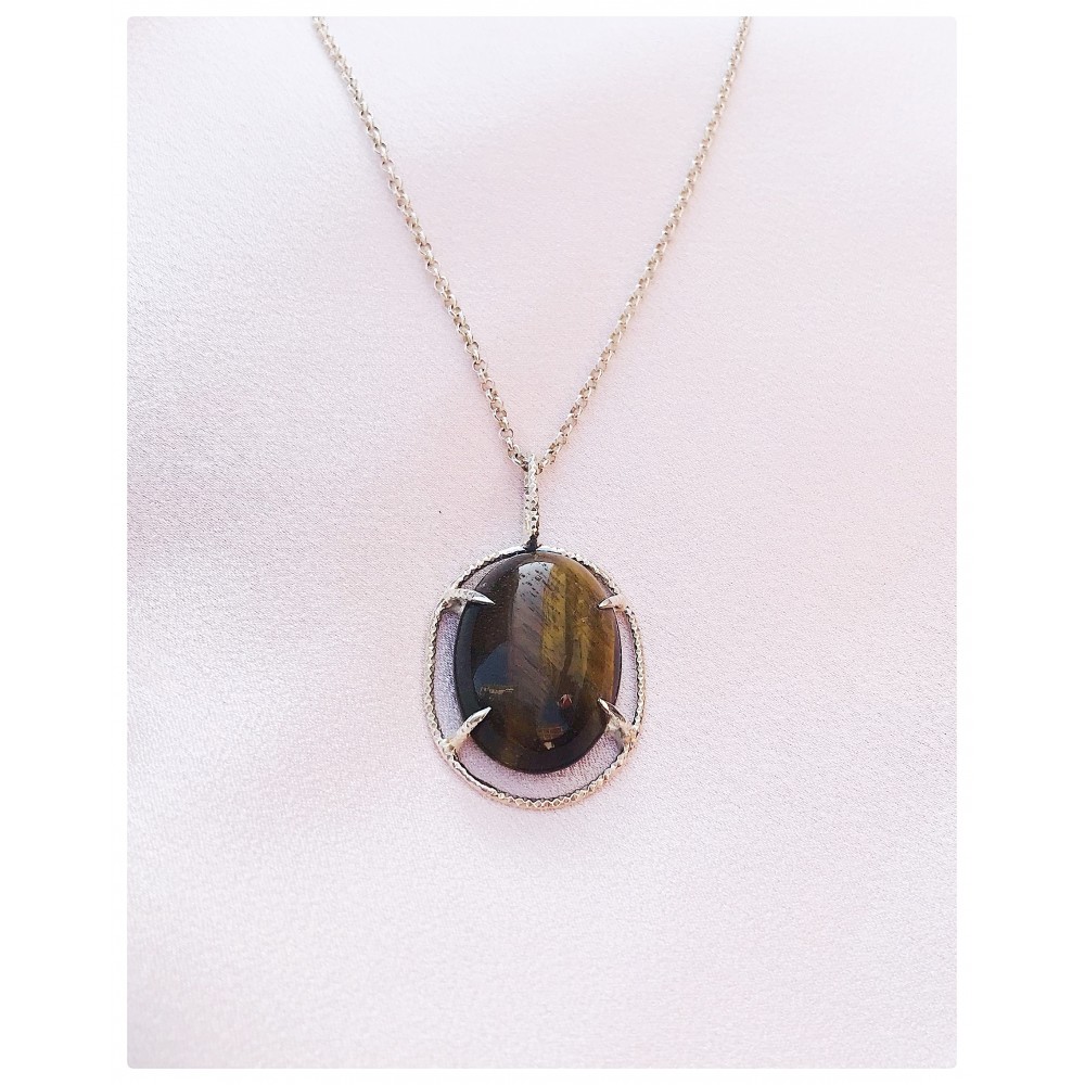 Kaplan Gözü Taşlı Kolye