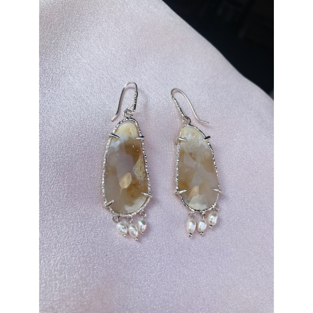 Jasper Taşlı İnci Küpe