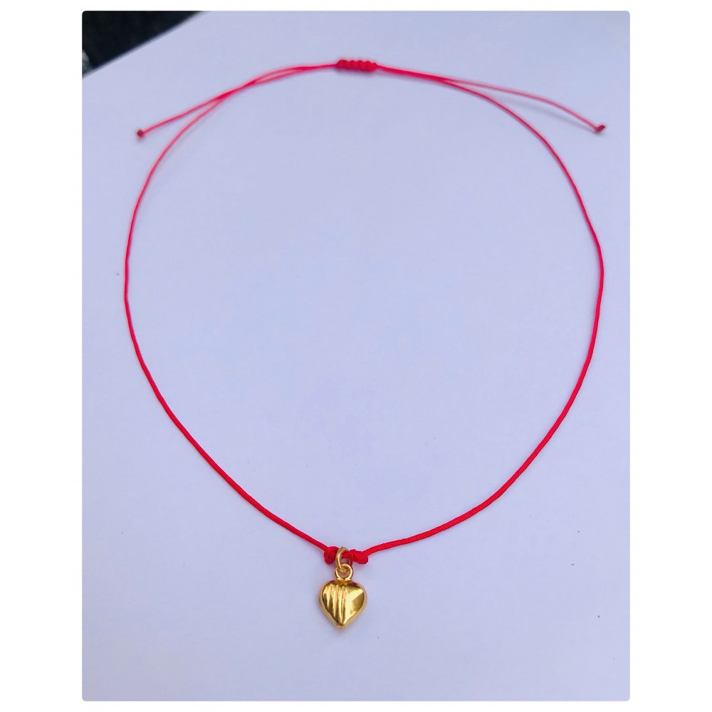 Kırmızı İp Mini Kalp Kolye