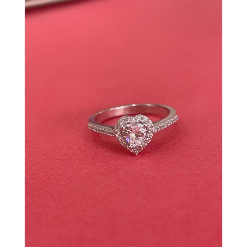 Pembe Kuvars Taşlı Kalp Yüzük