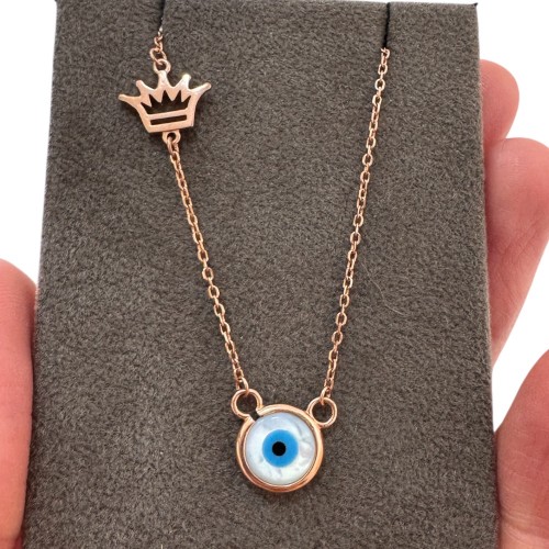 Sedef Taşlı Nazar Taç Kolye