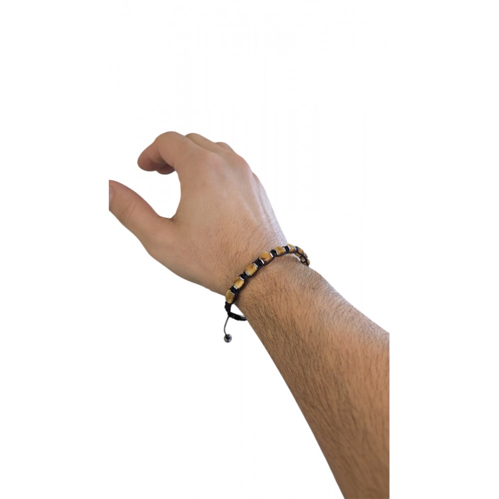 Hematit Taşlı Kehribar Bileklik